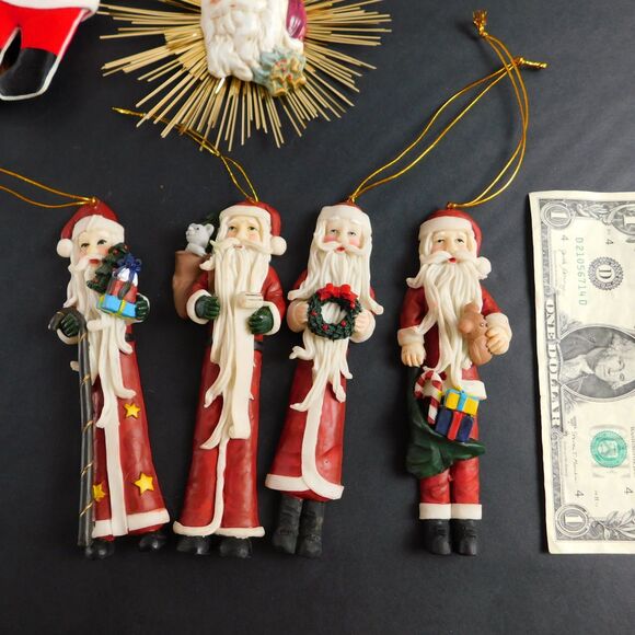 Santa Clause 21 Pcs Christmas Ornaments Figurines Wood Wool Ceramic Collectibles - Picture 14 of 16